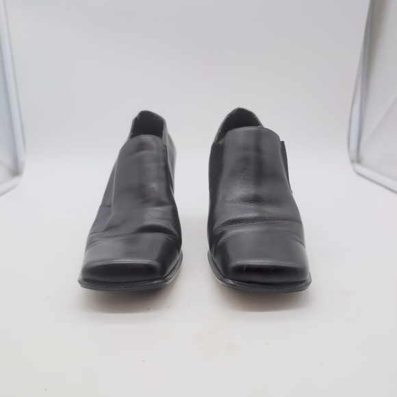 Vintage Sam & Libby Sz 8.5 Block Heel Black Leather Women's Shoes - Picture 2 of 10